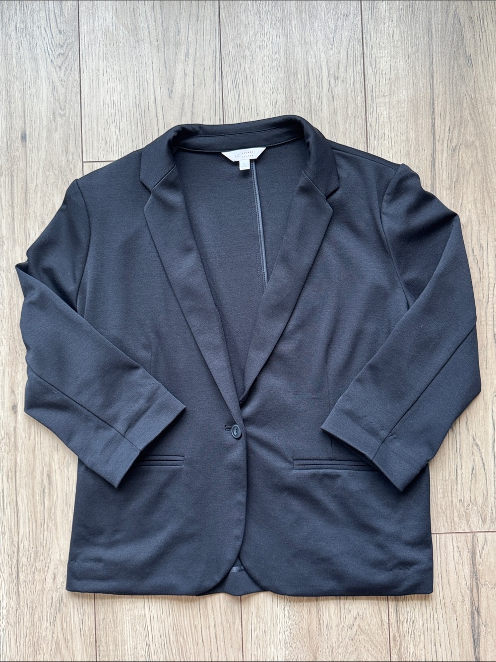 LC Lauren Conrad Women’s Large Black Knit Blazer Stretch One Button Jacket